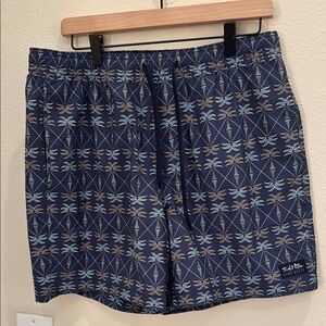 Salt Life Blue and Beige Palm Tree Swim Shorts